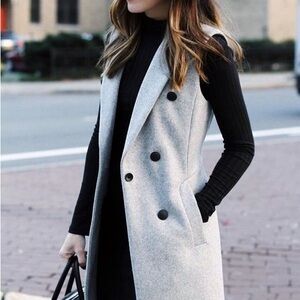 rag & bone Faye Longline Wool Gray Vest